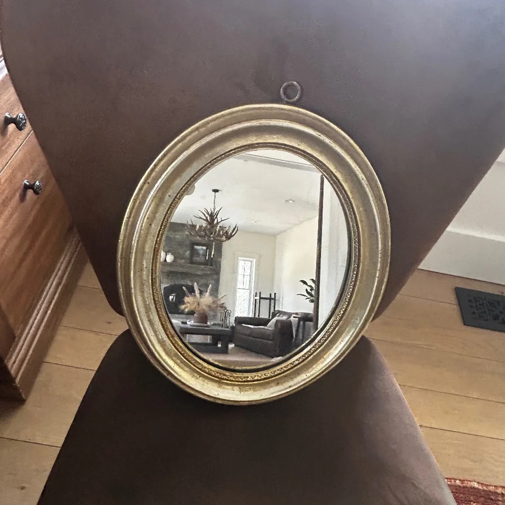 Vintage Borghese Gilt Oval Mirror: Italian Wall Hanging Foyer Decor